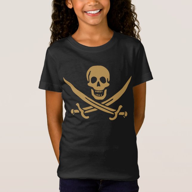Aztec Gold Skull & Cutlass Pirate Calico Jack T-Shirt (Vorderseite)