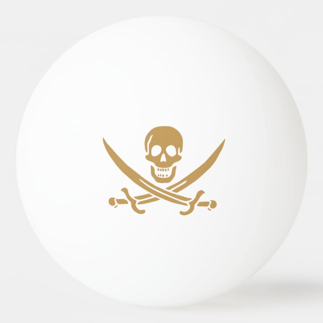 Aztec Gold Skull & Cutlass Pirate Calico Jack Tischtennisball (Vorderseite)