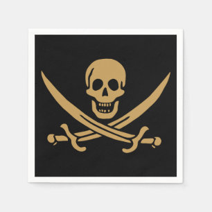 Aztec Gold Totenkopf & Säbel Pirat Calico Jack Serviette