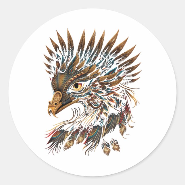 Aztec Golden Eagle Azteca Runder Aufkleber (Vorderseite)