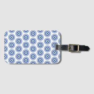 Aztec Griechisch Key Evil Eye Muster Blau Gepäckanhänger