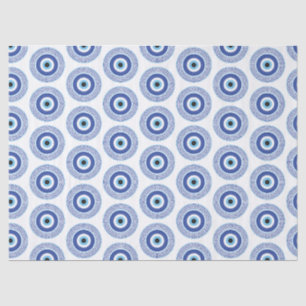Aztec Griechisch Key Evil Eye Muster Blau Seidenpapier