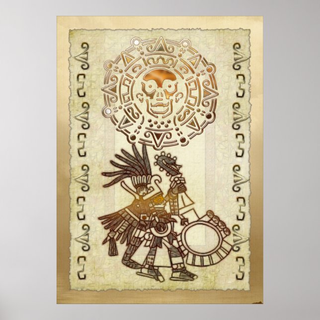 AZTEC Huitzilopochti Folk Art Motif Poster (Vorne)