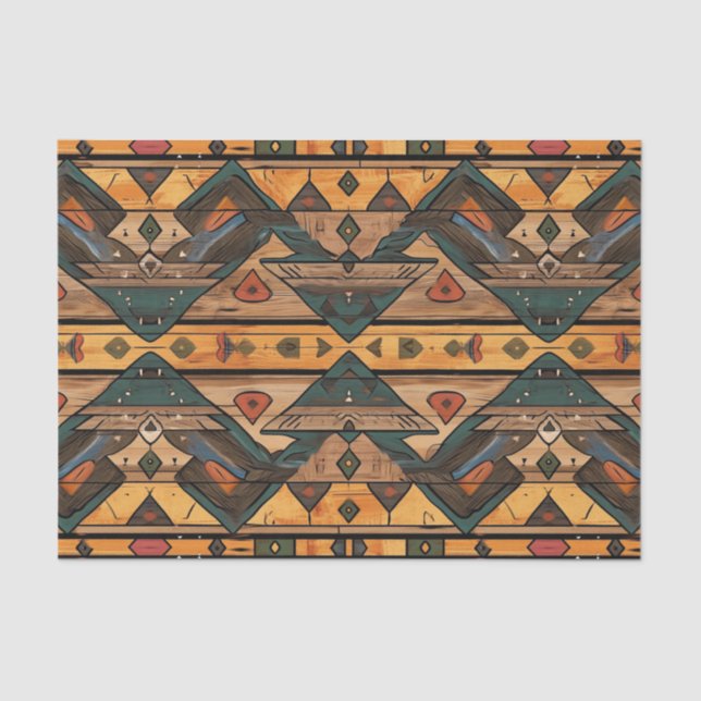 Aztec Imitats Holzflippelmuster Seidenpapier (Vorderseite)