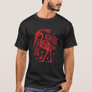 Aztec Incan oder Mayan Style Red Heron Art T Shirt