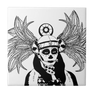 Aztec Indian Day of the Dead Skeleton man Art Fliese