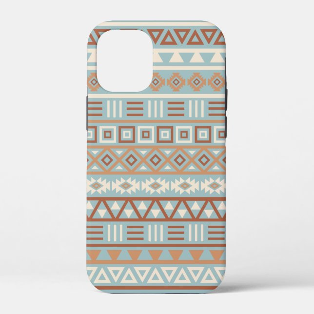 Aztec Influenza Pattern Blaue Creme Terracottas Case-Mate iPhone Hülle (Rückseite)