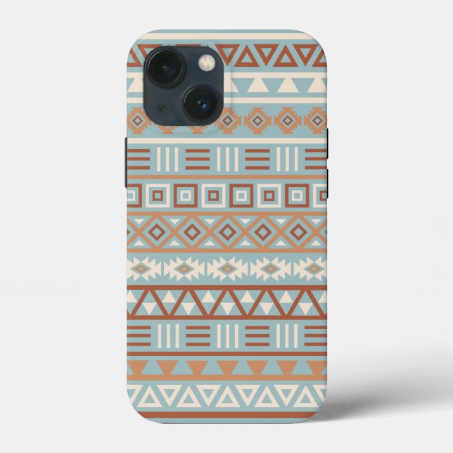 Aztec Influenza Pattern Blaue Creme Terracottas Case-Mate iPhone Hülle (Rückseite)