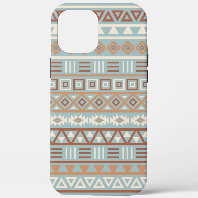 Aztec Influenza Pattern Blaue Creme Terracottas Case-Mate iPhone Hülle (Rückseite)