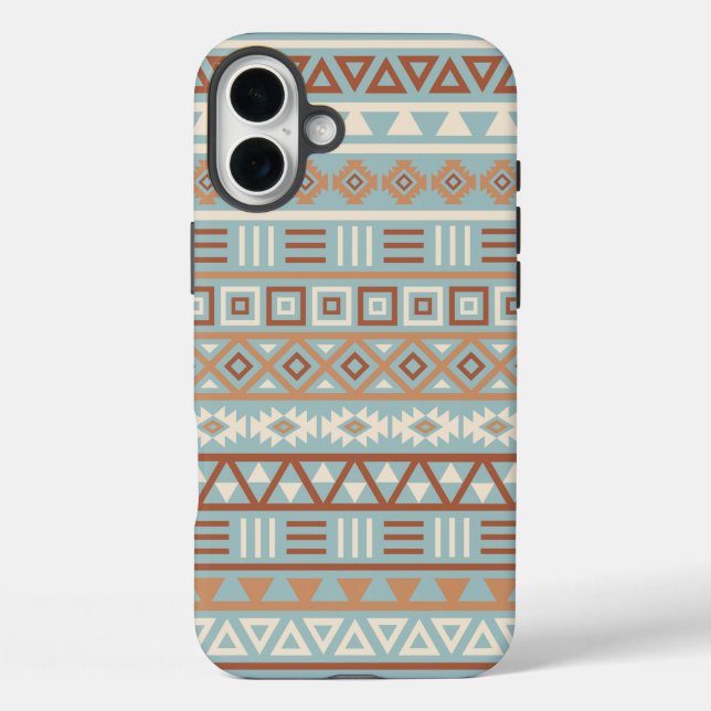 Aztec Influenza Pattern Blaue Creme Terracottas Case-Mate iPhone Hülle (Rückseite)