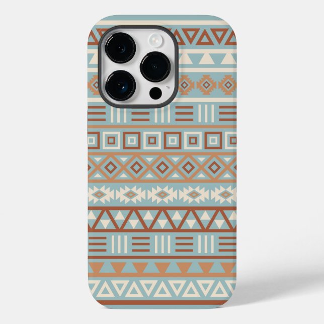 Aztec Influenza Pattern Blaue Creme Terracottas Case-Mate iPhone Hülle (Rückseite)
