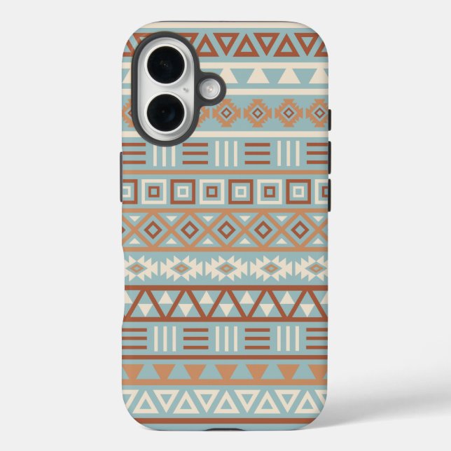 Aztec Influenza Pattern Blaue Creme Terracottas Case-Mate iPhone Hülle (Rückseite)
