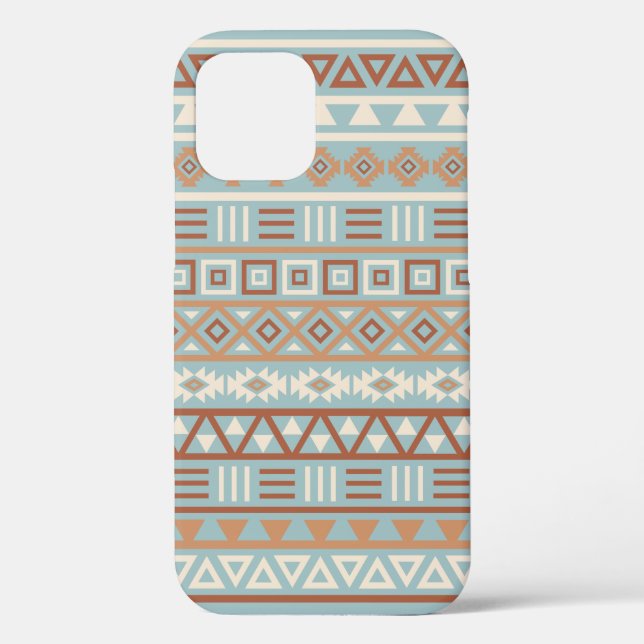 Aztec Influenza Pattern Blaue Creme Terracottas Case-Mate iPhone Hülle (Rückseite)
