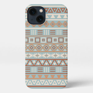 Aztec Influenza Pattern Blaue Creme Terracottas iPhone 13 Hülle