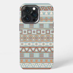Aztec Influenza Pattern Blaue Creme Terracottas iPhone 13 Pro Hülle