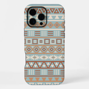 Aztec Influenza Pattern Blaue Creme Terracottas iPhone 16 Pro Max Hülle