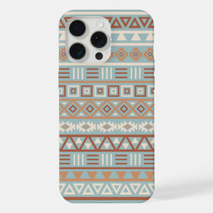 Aztec Influenza Pattern Blaue Creme Terracottas iPhone 15 Pro Max Hülle