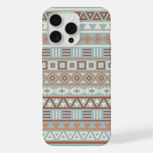 Aztec Influenza Pattern Blaue Creme Terracottas iPhone Hülle (Rückseite)