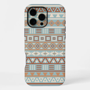 Aztec Influenza Pattern Blaue Creme Terracottas iPhone 16 Pro Max Hülle