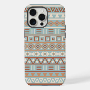 Aztec Influenza Pattern Blaue Creme Terracottas iPhone 15 Pro Max Hülle