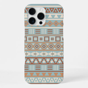 Aztec Influenza Pattern Blaue Creme Terracottas iPhone 16 Pro Max Hülle