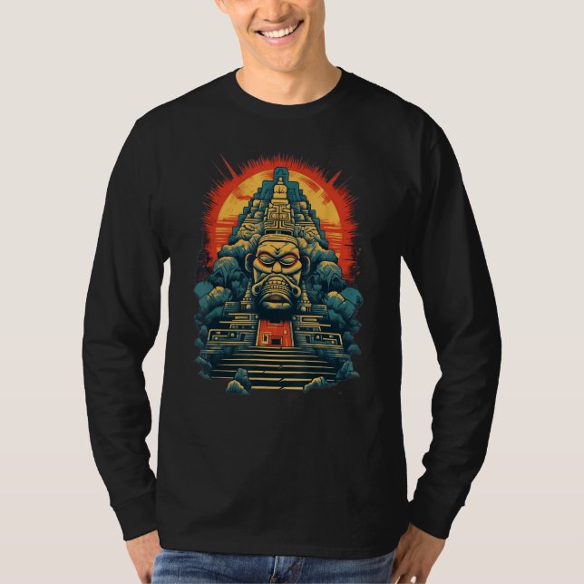 Aztec Inka Maya Mystic Jungle Temple Pyramid Graph T-Shirt (Vorderseite)