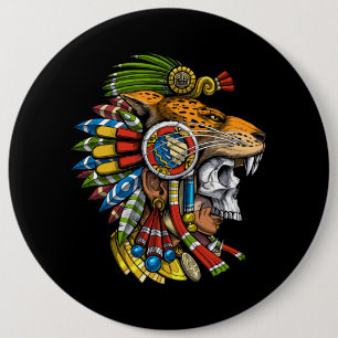 Aztec Jaguar Mask Button