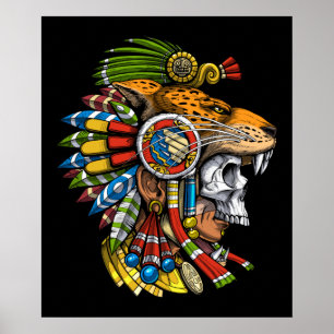 Aztec Jaguar Mask Poster