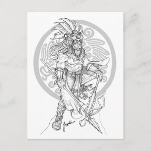 Aztec Jaguar Warrior Postkarte
