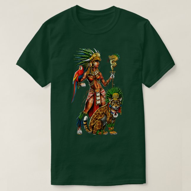 Aztec Jaguar Warrior Woman T-Shirt (Design vorne)