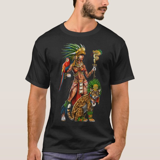 Aztec Jaguar Warrior Woman T-Shirt (Vorderseite)
