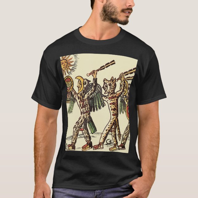 Aztec Jaguar Warriors Mexikanische Geschichte  T-Shirt (Vorderseite)
