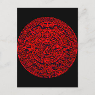Aztec Kalender - (rote) Postkarte