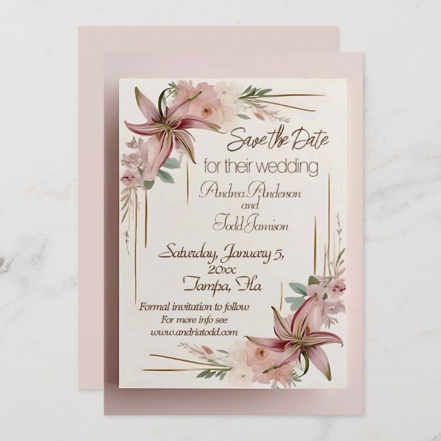 Aztec Lilly Hochzeit Save The Date (Vorne/Hinten)