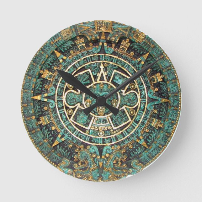 Aztec Mayan Ancient Round Disk Calendar Runde Wanduhr (Vorderseite)