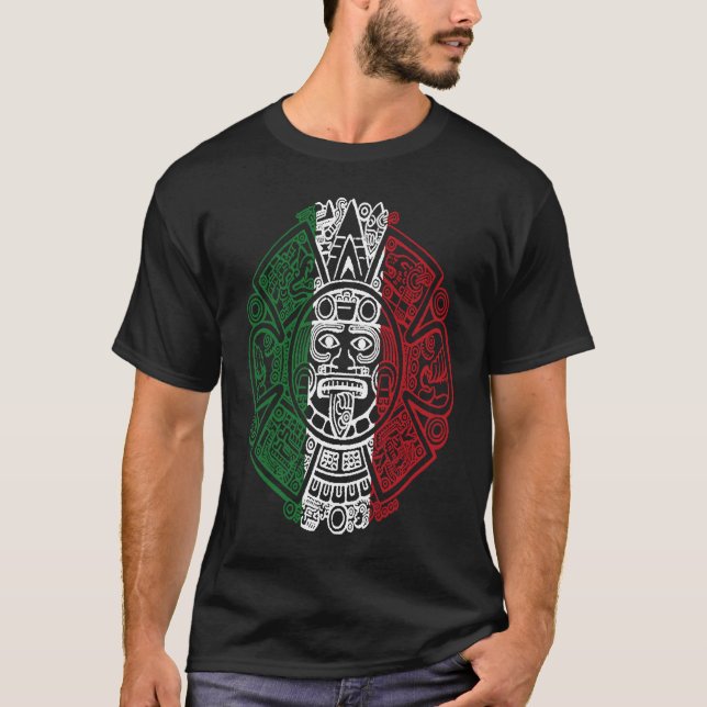 Aztec Mexican Flag Calendar Chicano T-Shirt (Vorderseite)