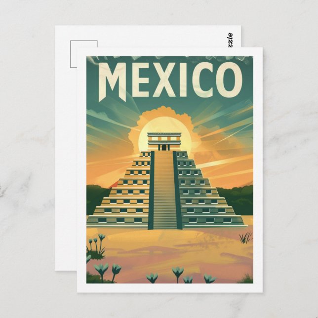 Aztec Mexico Vintag Berühmter Reiseort Postkarte (Vorne/Hinten)