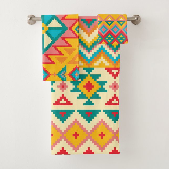 Aztec Mexikanische Rug-Muster Badhandtuch Set (Insitu)