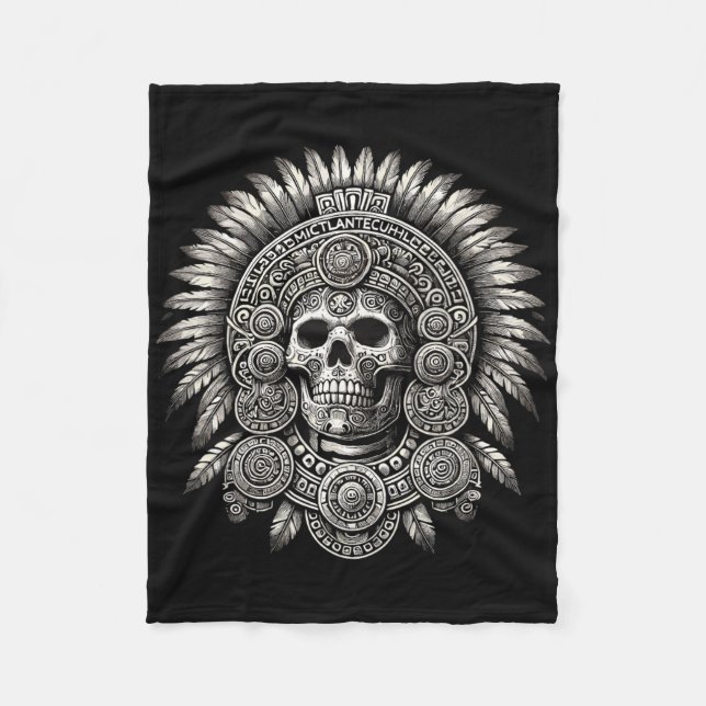 Aztec Mictlantecuhtli Mexican Pride Boxing Fleecedecke (Vorderseite)