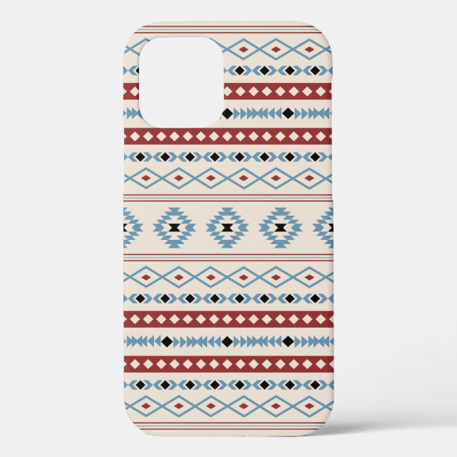 Aztec Mixed Motif Muster Red Blue Blk Creme Case-Mate iPhone Hülle (Rückseite)