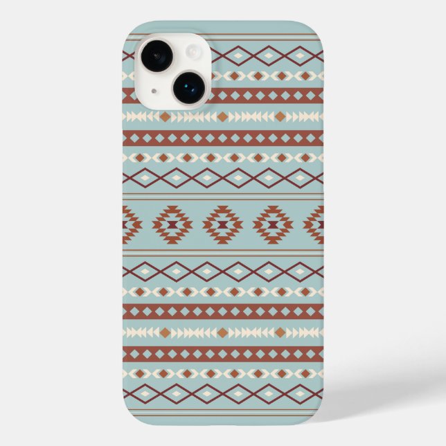 Aztec Mixed Motif Muster Rusts Cream Blue Case-Mate iPhone Hülle (Rückseite)