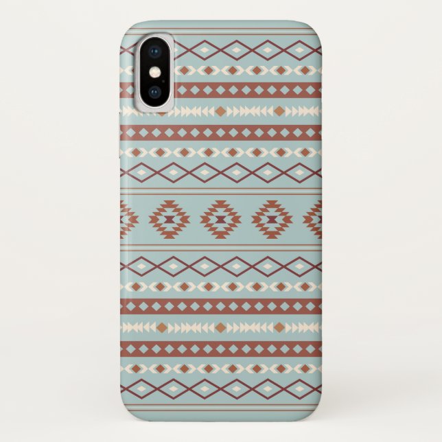 Aztec Mixed Motif Muster Rusts Cream Blue Case-Mate iPhone Hülle (Rückseite)