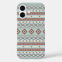 Aztec Mixed Motif Muster Rusts Cream Blue