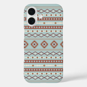 Aztec Mixed Motif Muster Rusts Cream Blue iPhone 16 Hülle