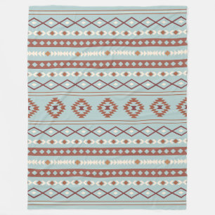 Aztec Mixed Motif Muster Rusts Cream Blue Fleecedecke