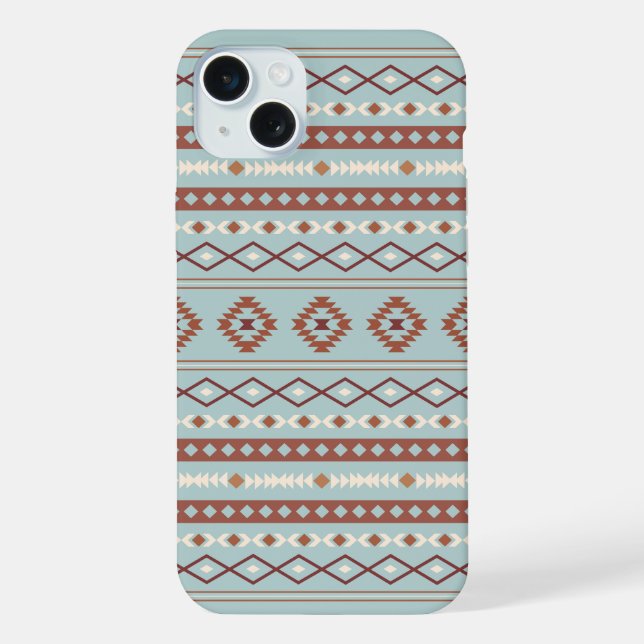 Aztec Mixed Motif Muster Rusts Cream Blue iPhone Hülle (Rückseite)