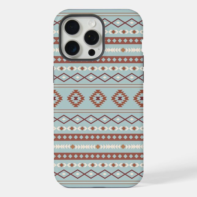 Aztec Mixed Motif Muster Rusts Cream Blue iPhone Hülle (Rückseite)