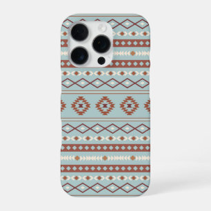 Aztec Mixed Motif Muster Rusts Cream Blue iPhone 16 Pro Hülle