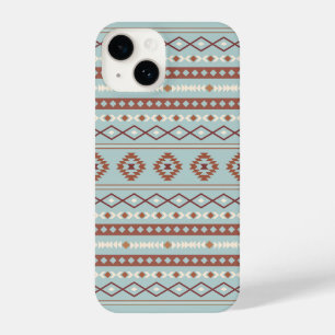 Aztec Mixed Motif Muster Rusts Cream Blue iPhone 14 Hülle