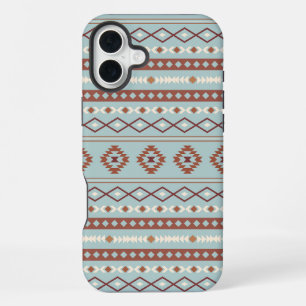 Aztec Mixed Motif Muster Rusts Cream Blue iPhone 16 Plus Hülle